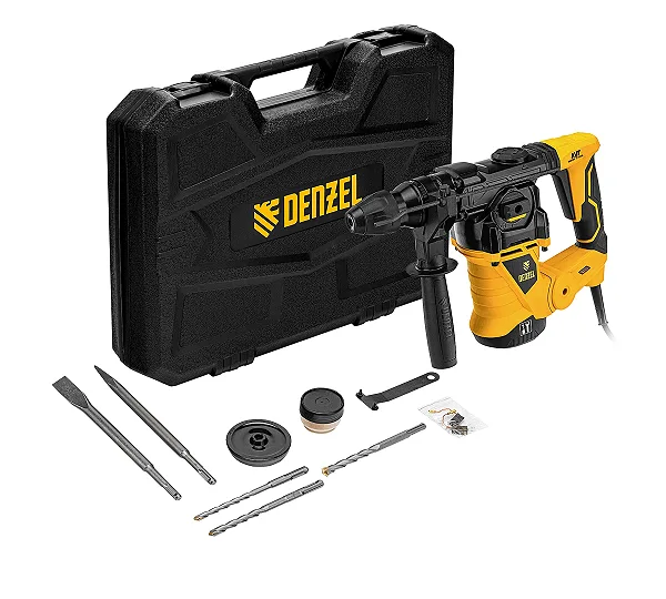 Перфоратор электрический RHV-1250-30, SDS-plus, 1250 Вт, 5 Дж, 3 плюс 1 режим Denzel