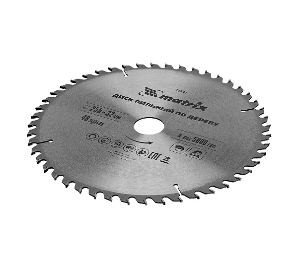 Пильный диск по дереву, 255 х 32 мм, 48 зубьев, кольцо 30/32 Matrix Professional