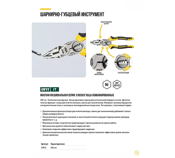 Плоскогубцы комбинированные FIT