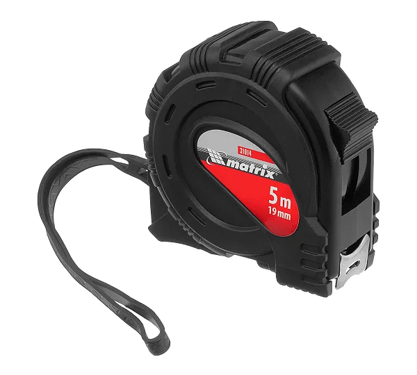 Рулетка Black,5 м х 19 мм,обрезиненный корпус Matrix