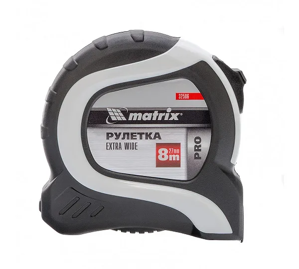 Рулетка Extra Wide,8 м x 27 мм, двухкомпонентный корпус, Pro Matrix