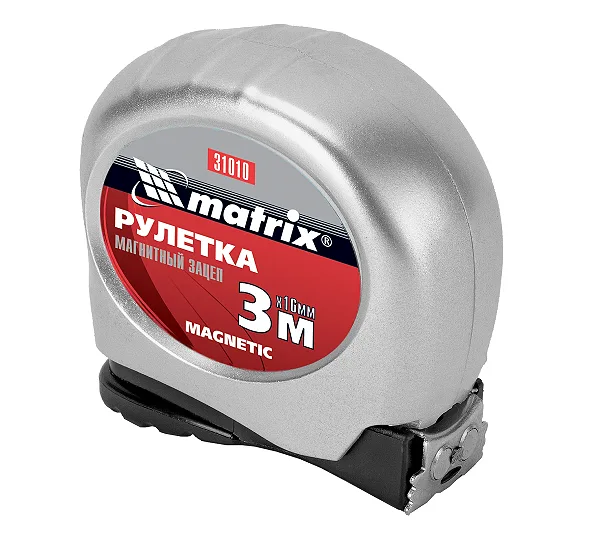 Рулетка Magnetic,3 м х 16 мм,магнитный зацеп Matrix