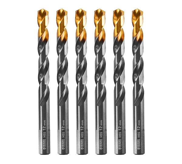 Сверло по металлу, 12 мм, HSS-Tin, Golden Tip, 6 шт. Denzel