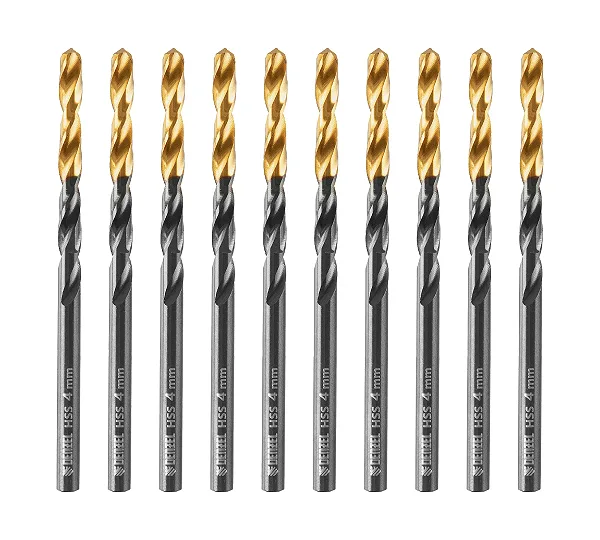 Сверло по металлу, 4 мм, HSS-Tin, Golden Tip, 10 шт. Denzel