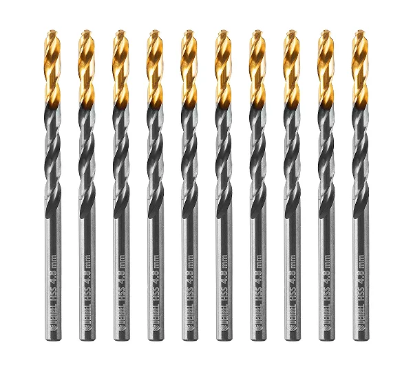 Сверло по металлу, 4,8 мм, HSS-Tin, Golden Tip, 10 шт. Denzel