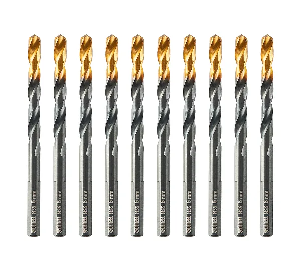 Сверло по металлу, 6 мм, HSS-Tin, Golden Tip, 10 шт. Denzel
