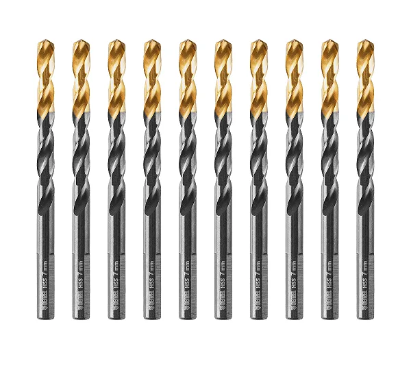 Сверло по металлу, 7 мм, HSS-Tin, Golden Tip, 10 шт. Denzel
