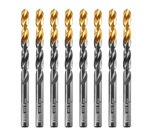 Сверло по металлу, 8 мм, HSS-Tin, Golden Tip, 8 шт. Denzel