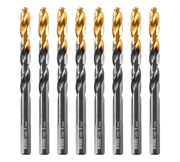 Сверло по металлу, 9 мм, HSS-Tin, Golden Tip, 8 шт. Denzel
