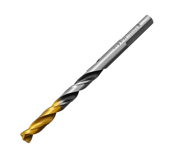 Сверло спиральное по металлу 6 x 93мм, Р6М5, Golden Tip, многогранная заточка Denzel