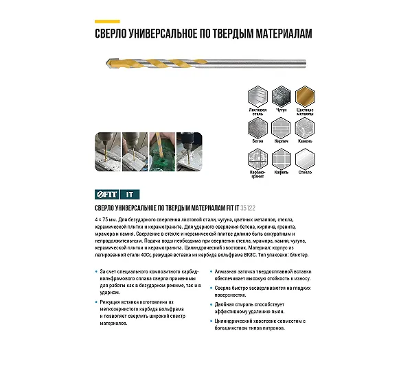 Сверло универсальное FIT