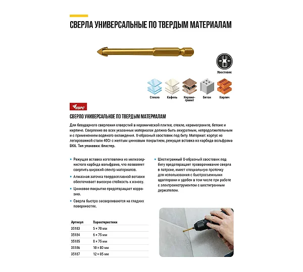 Сверло универсальное КУРС