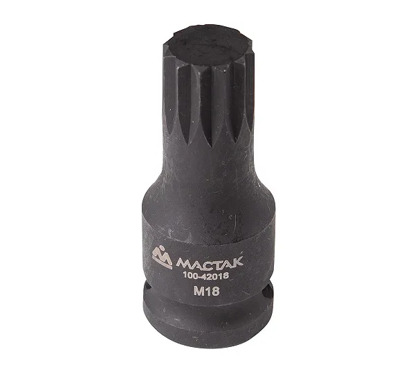 Торцевая насадка 1/2", SPLINE, M18 для болта задней ступицы VAG МАСТАК 100-42018